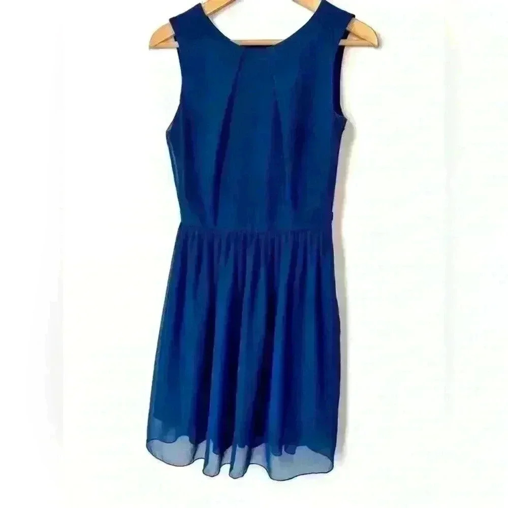 LOVE Royal Blue Cinched Waist Flowy Party Dress Holiday Event S/M